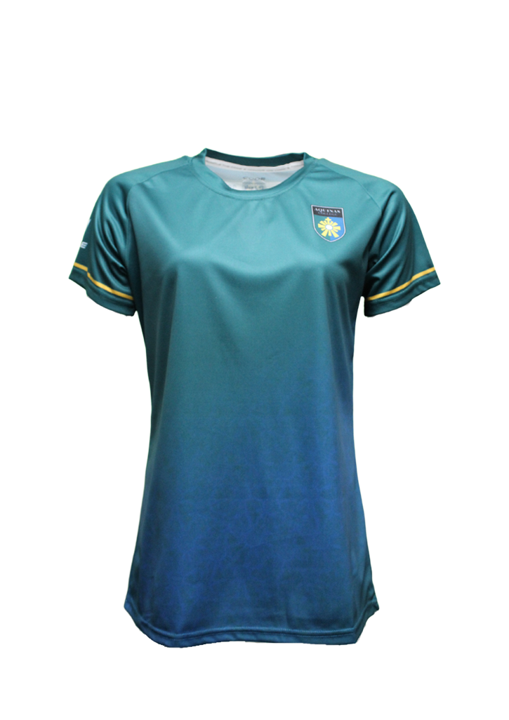 Aquinas College PE/Sport Fitted Tee Dark Teal/Blue/Gold